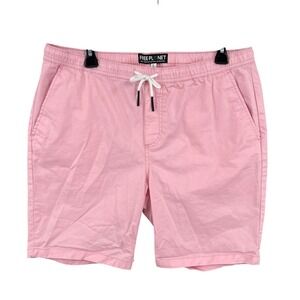 Free Planet Mens Pink Organic Cotton Stretch Chino Shorts Size L Drawstring